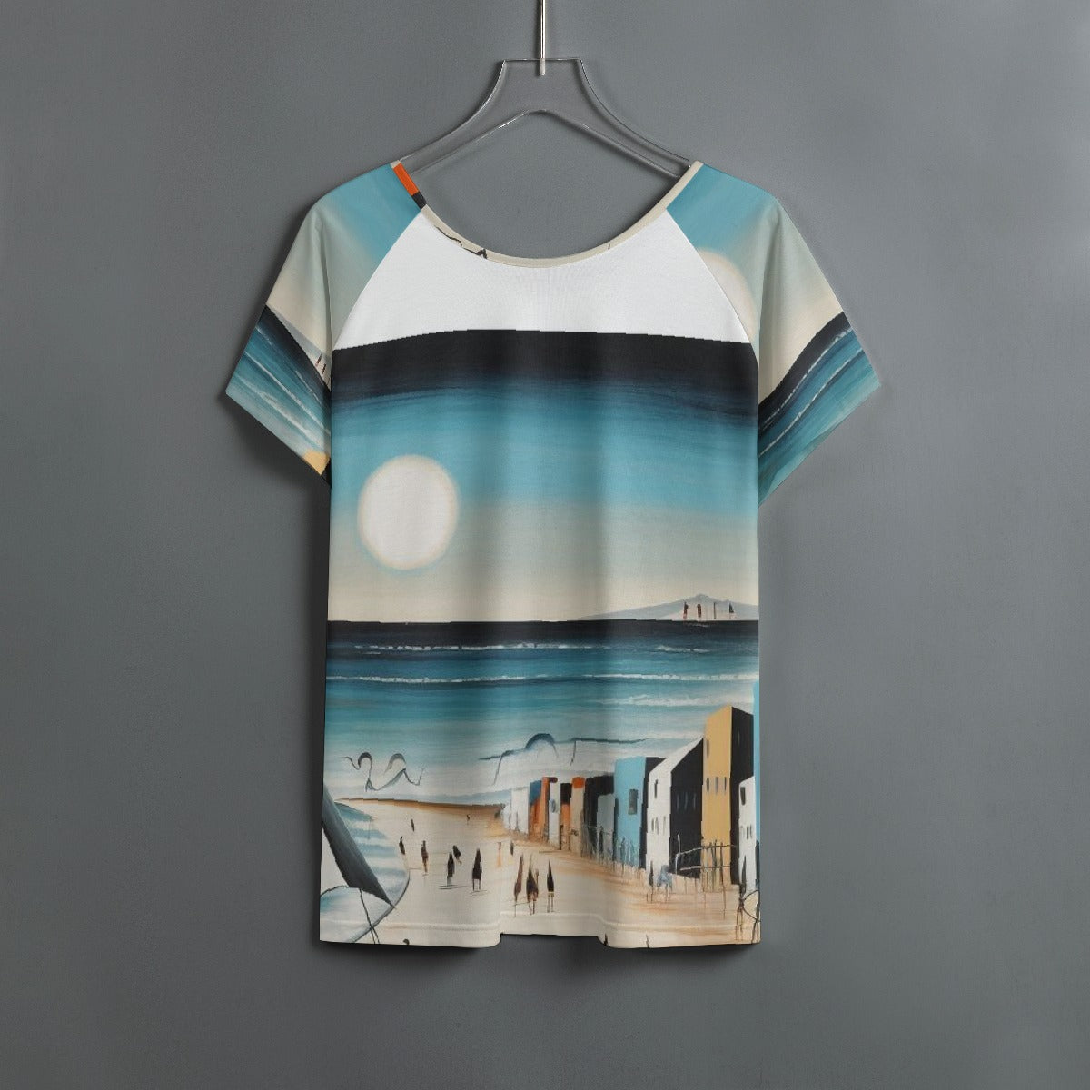 All-Over Print Women's Round Neck T-shirt With Raglan Sleeve