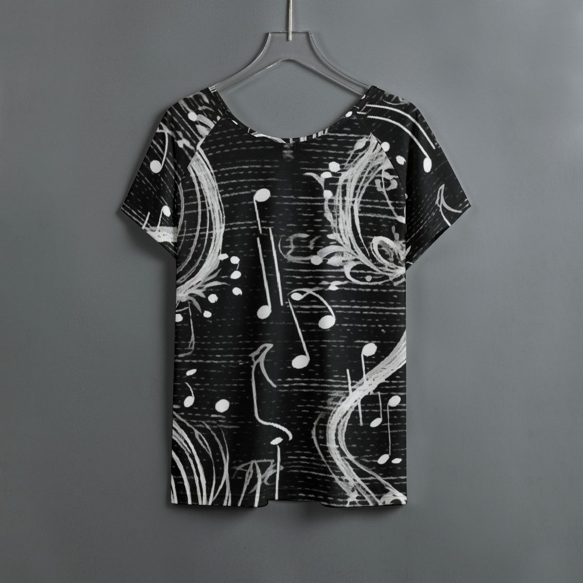 All-Over Print Women's Round Neck T-shirt With Raglan Sleeve