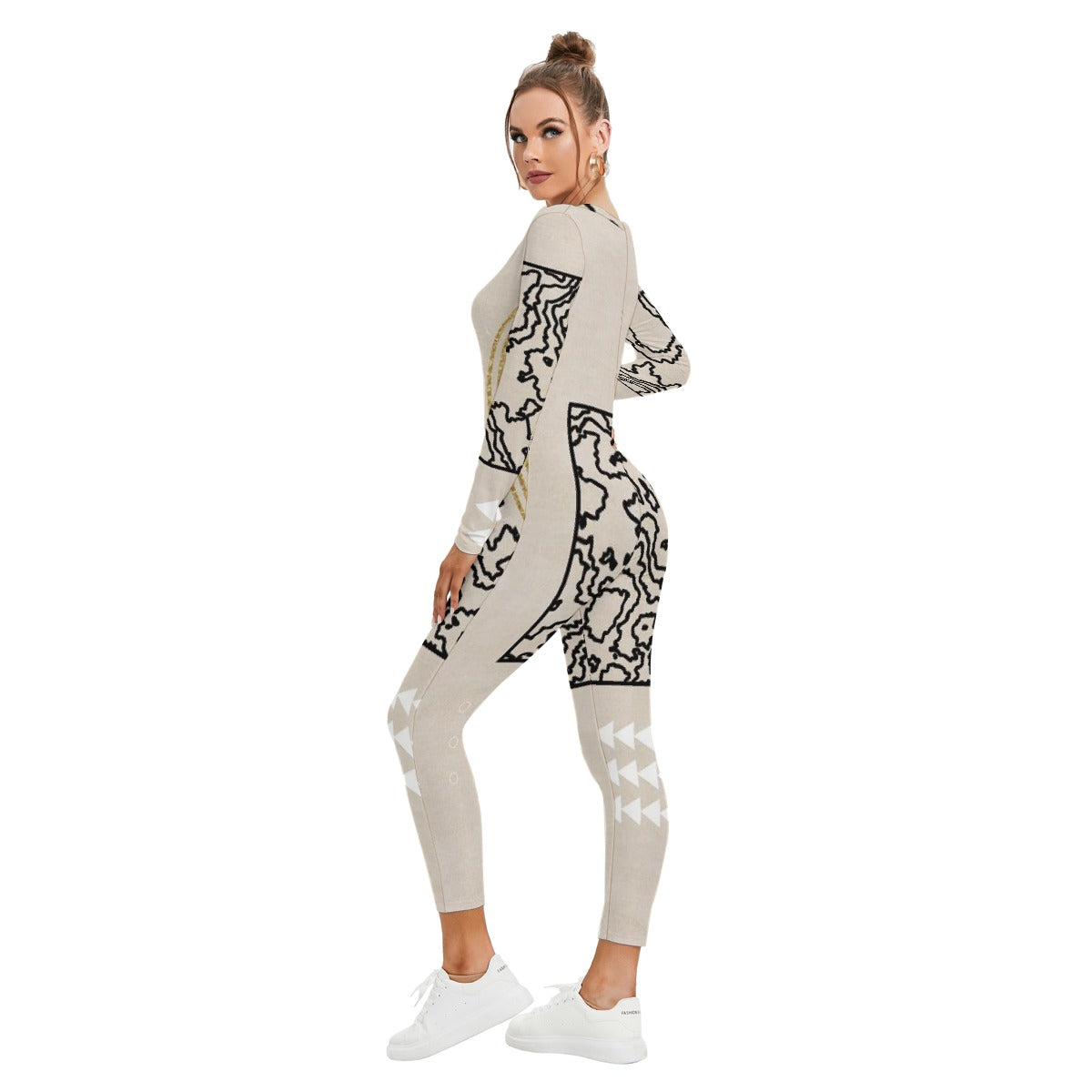 All-Over Print Women's Plunging Neck Jumpsuit