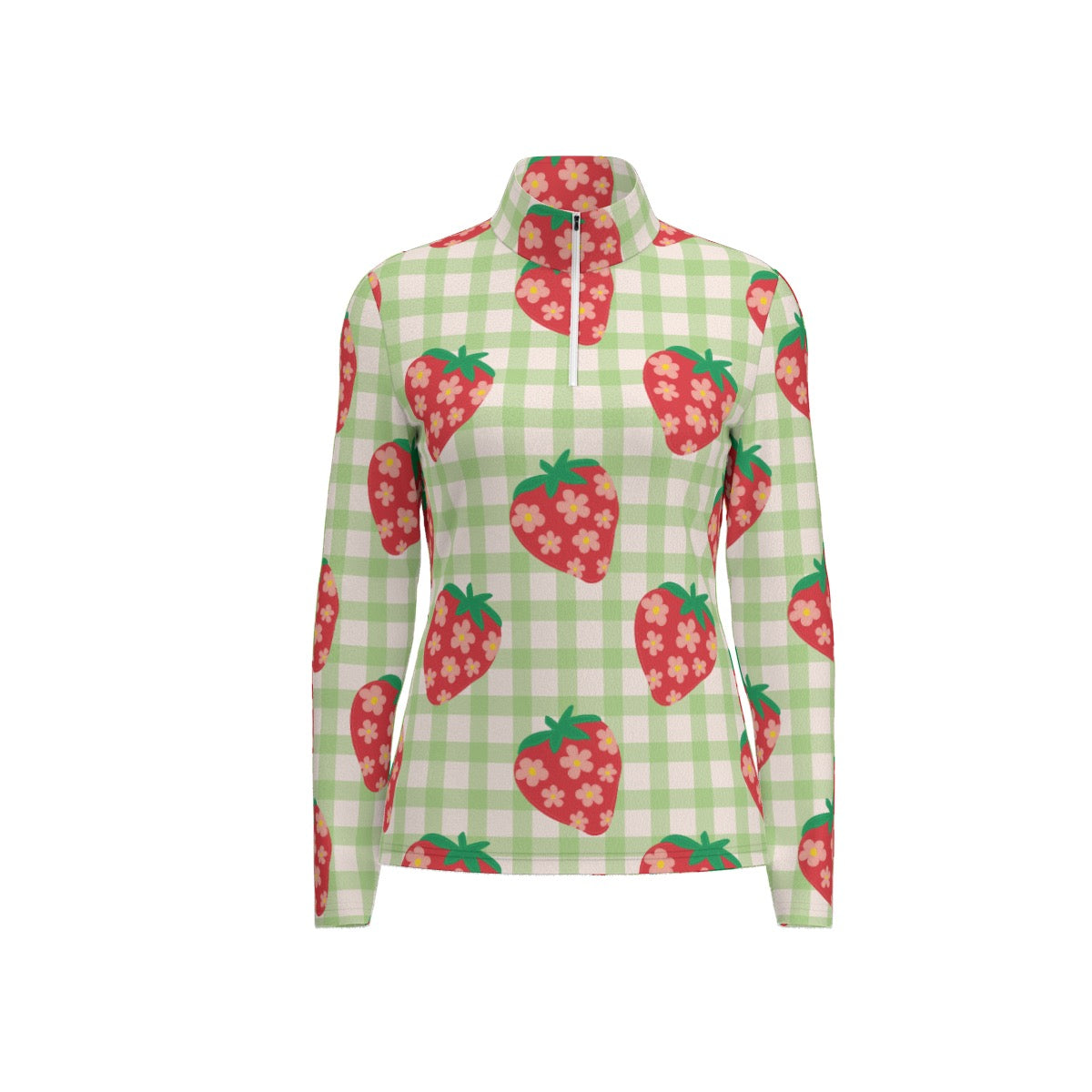 All-Over Print Women's Sports Collar Jersey With Long Sleeve