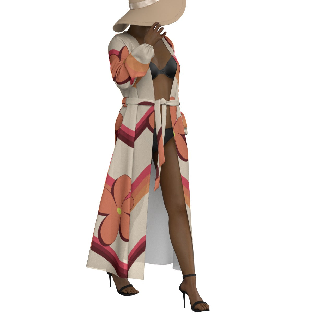 All-Over Print Women's Lace-up Chiffon Robe