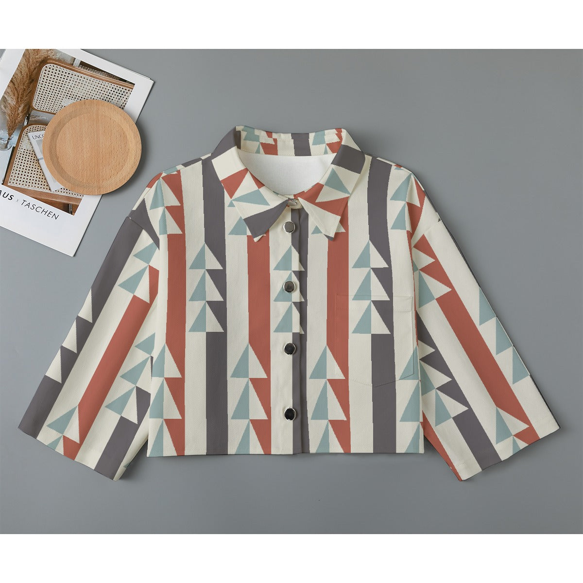 All-Over Print Women's Cropped Jacket | 245GSM Cotton