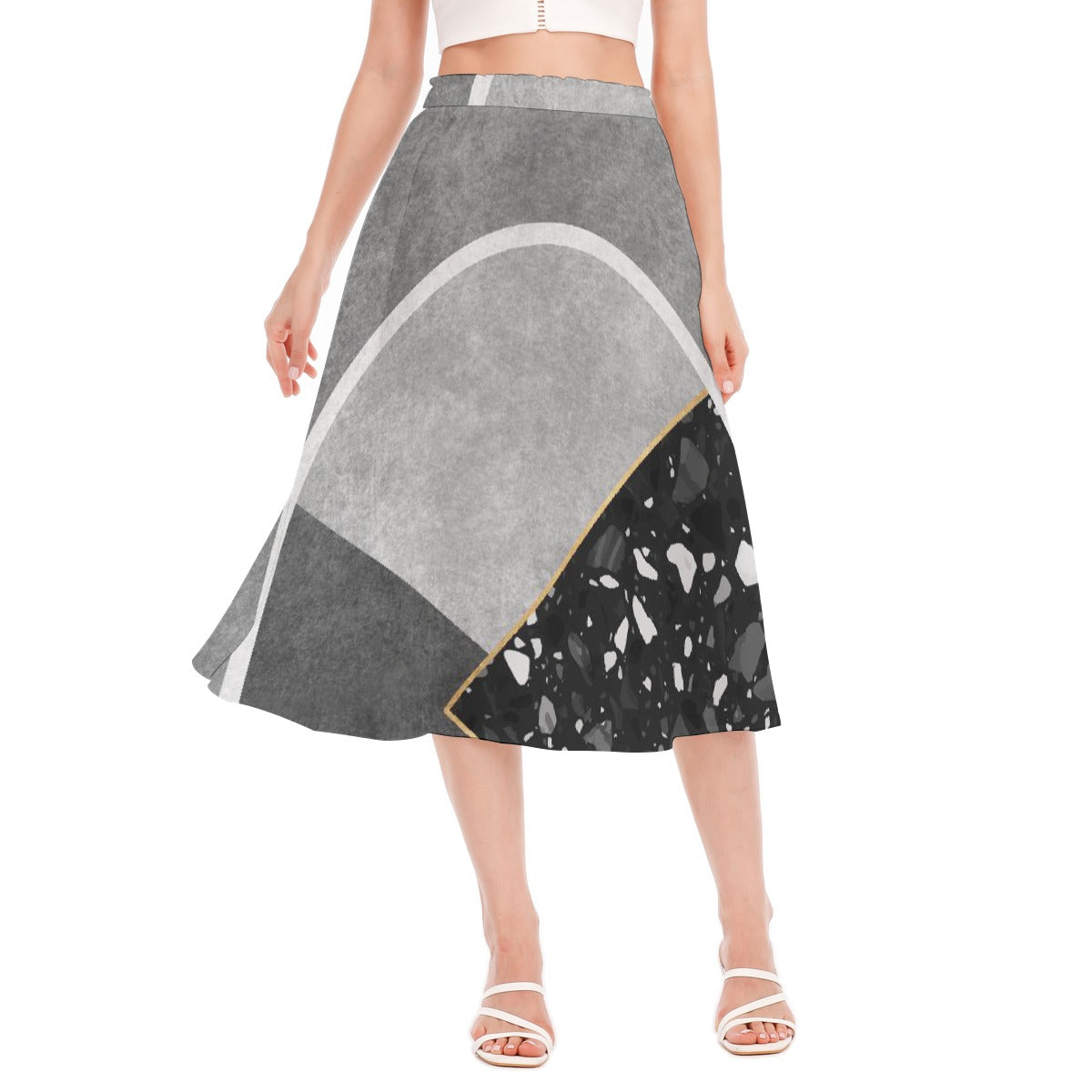 All-Over Print Women's Long Section Chiffon Skirt