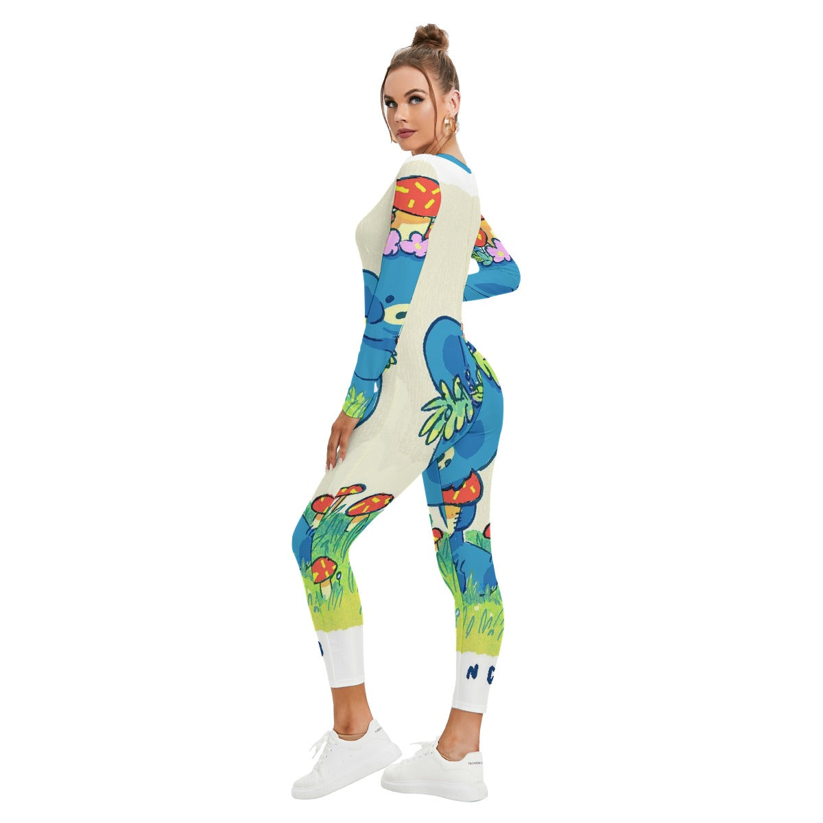 All-Over Print Women's Plunging Neck Jumpsuit