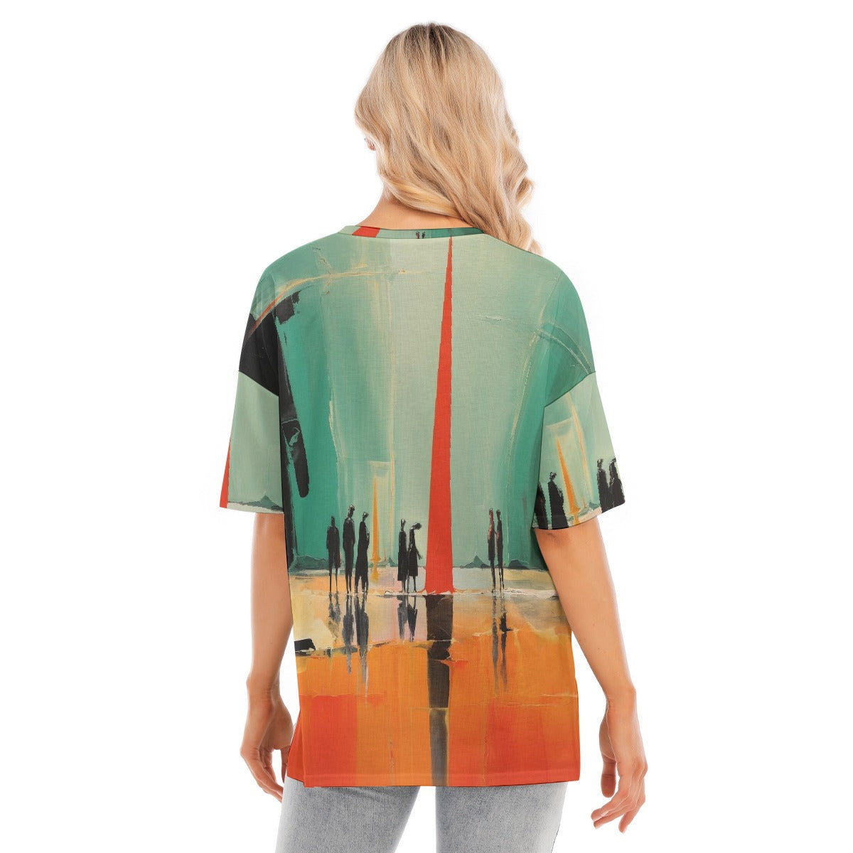 All-Over Print Women's Short Sleeves T-shirt With Hem Split