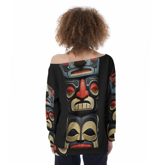 All-Over Print Oversized Women's Off-Shoulder Sweatshirt