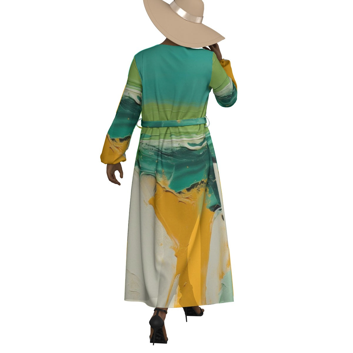 All-Over Print Women's Lace-up Chiffon Robe