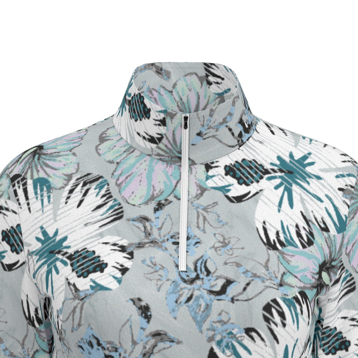 All-Over Print Women's Sports Collar Jersey With Long Sleeve