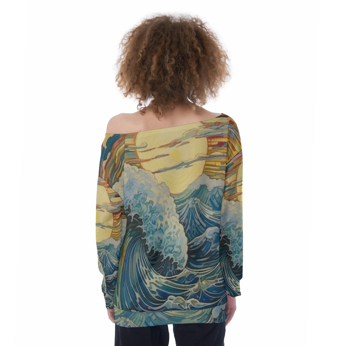 All-Over Print Oversized Women's Off-Shoulder Sweatshirt