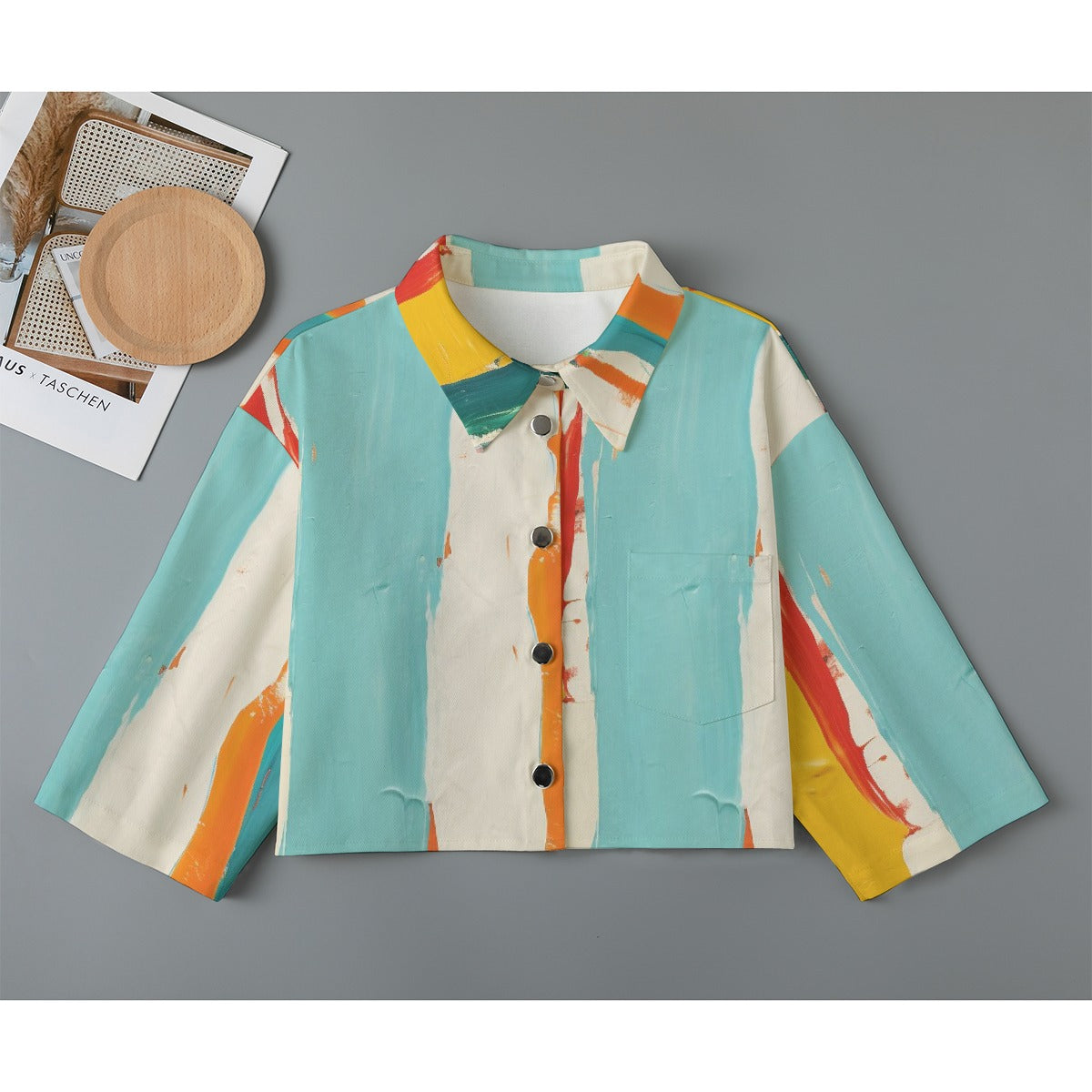 All-Over Print Women's Cropped Jacket | 245GSM Cotton