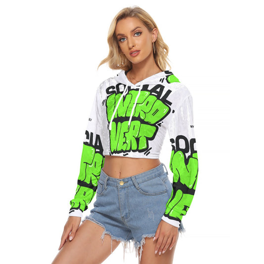 All-Over Print Women's Crop Top Hoodie|Velvet
