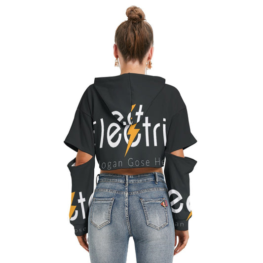 All-Over Print Women's Heavy Fleece Hoodie With Hollow Out Sleeve