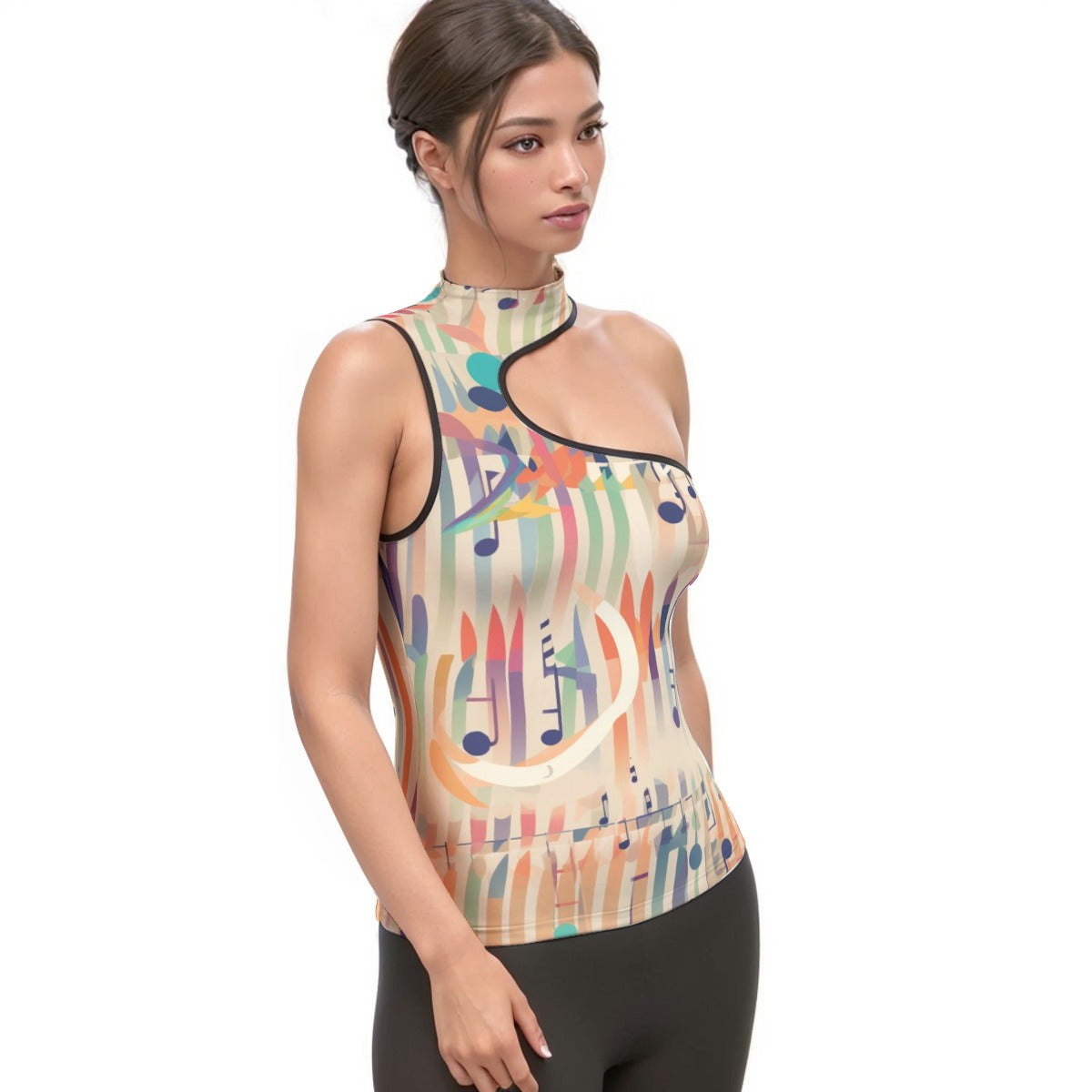 All-Over Print Women's Halter Sleeveless Asymmetrical Tank Top