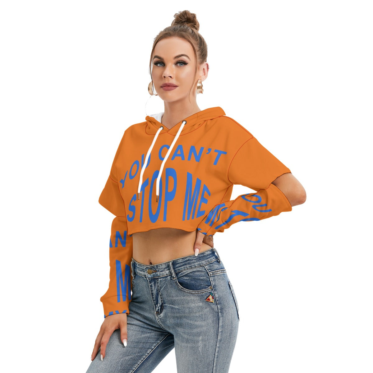 All-Over Print Women's Heavy Fleece Hoodie With Hollow Out Sleeve