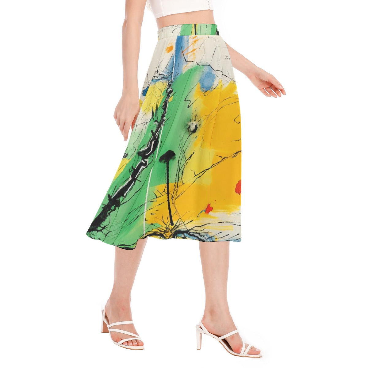 All-Over Print Women's Long Section Chiffon Skirt