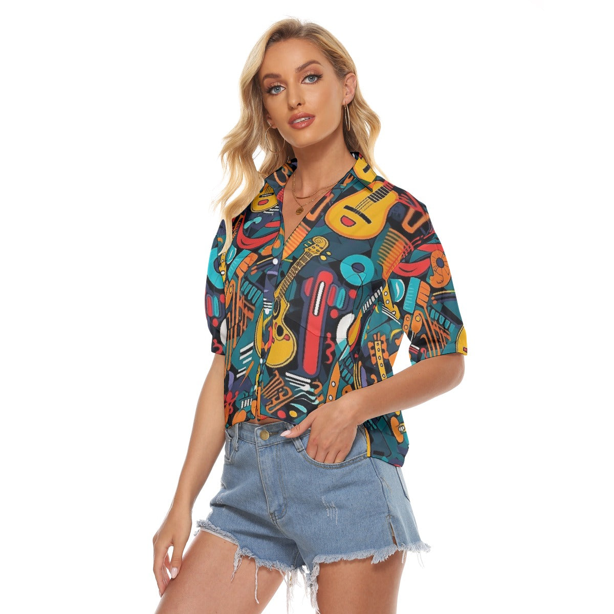 All-Over Print Women's V-neck Shirts