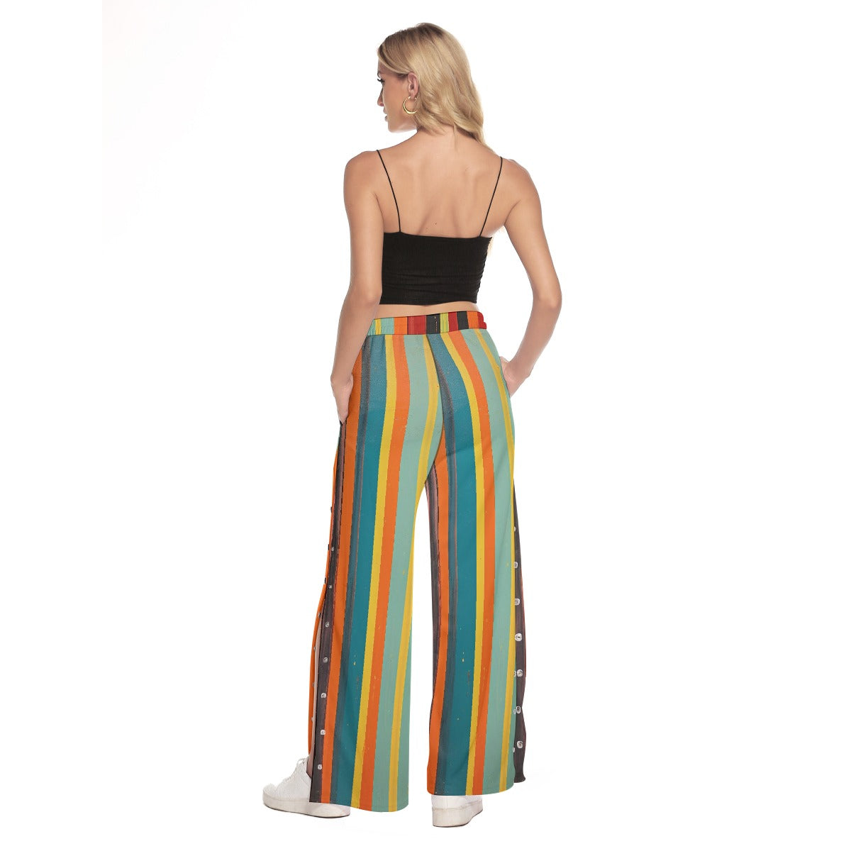 All-Over Print Women's Side Slit Snap Button Trousers