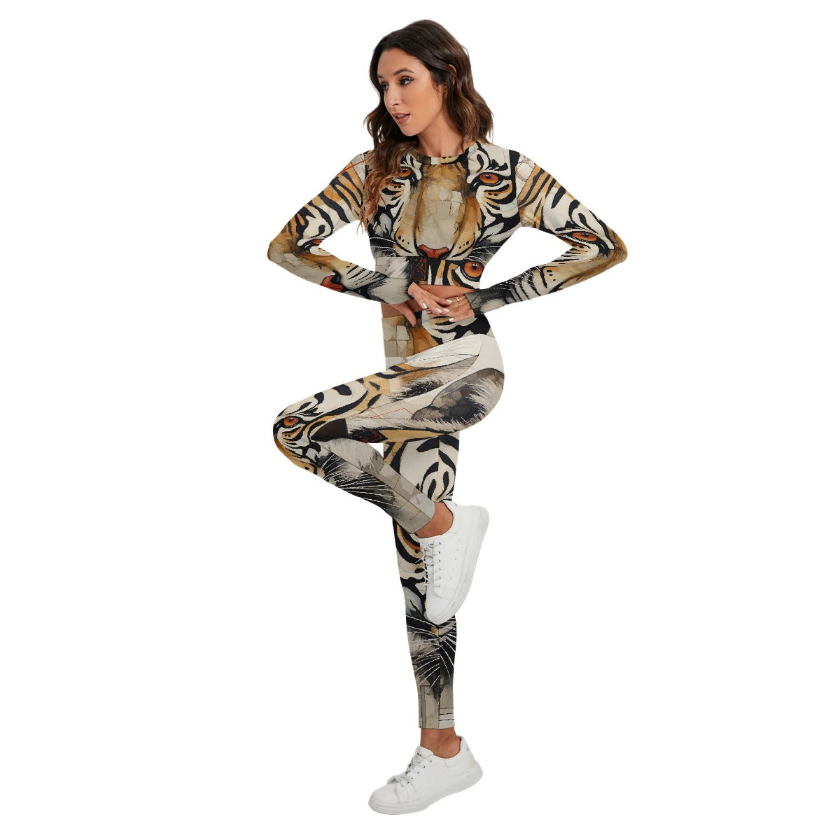 All-Over Print Women's Sport Set With Backless Top And Leggings