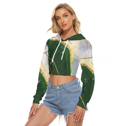 All-Over Print Women's Crop Top Hoodie|Velvet