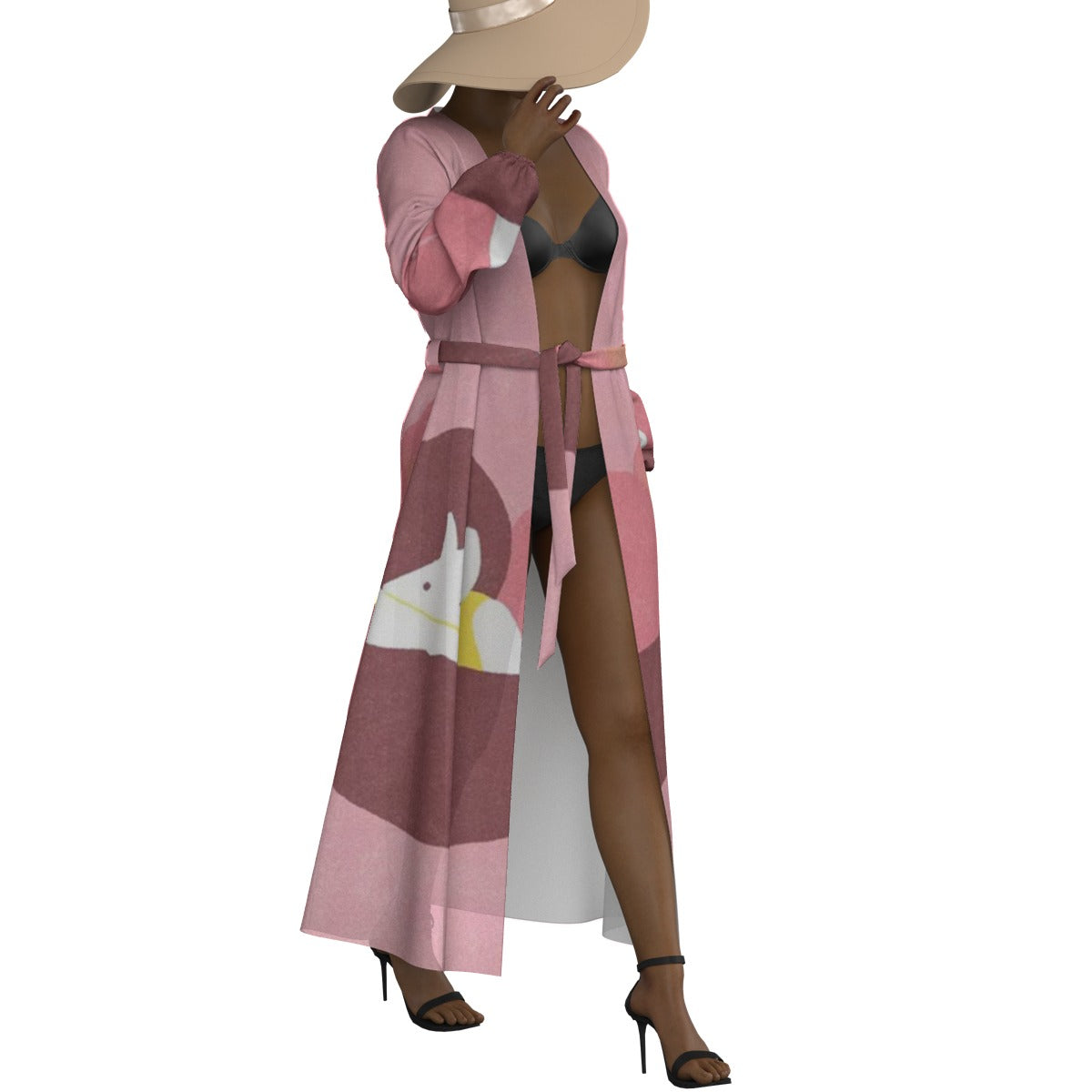 All-Over Print Women's Lace-up Chiffon Robe