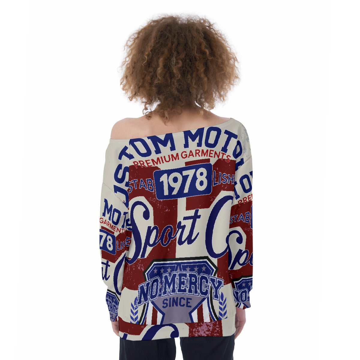 All-Over Print Oversized Women's Off-Shoulder Sweatshirt