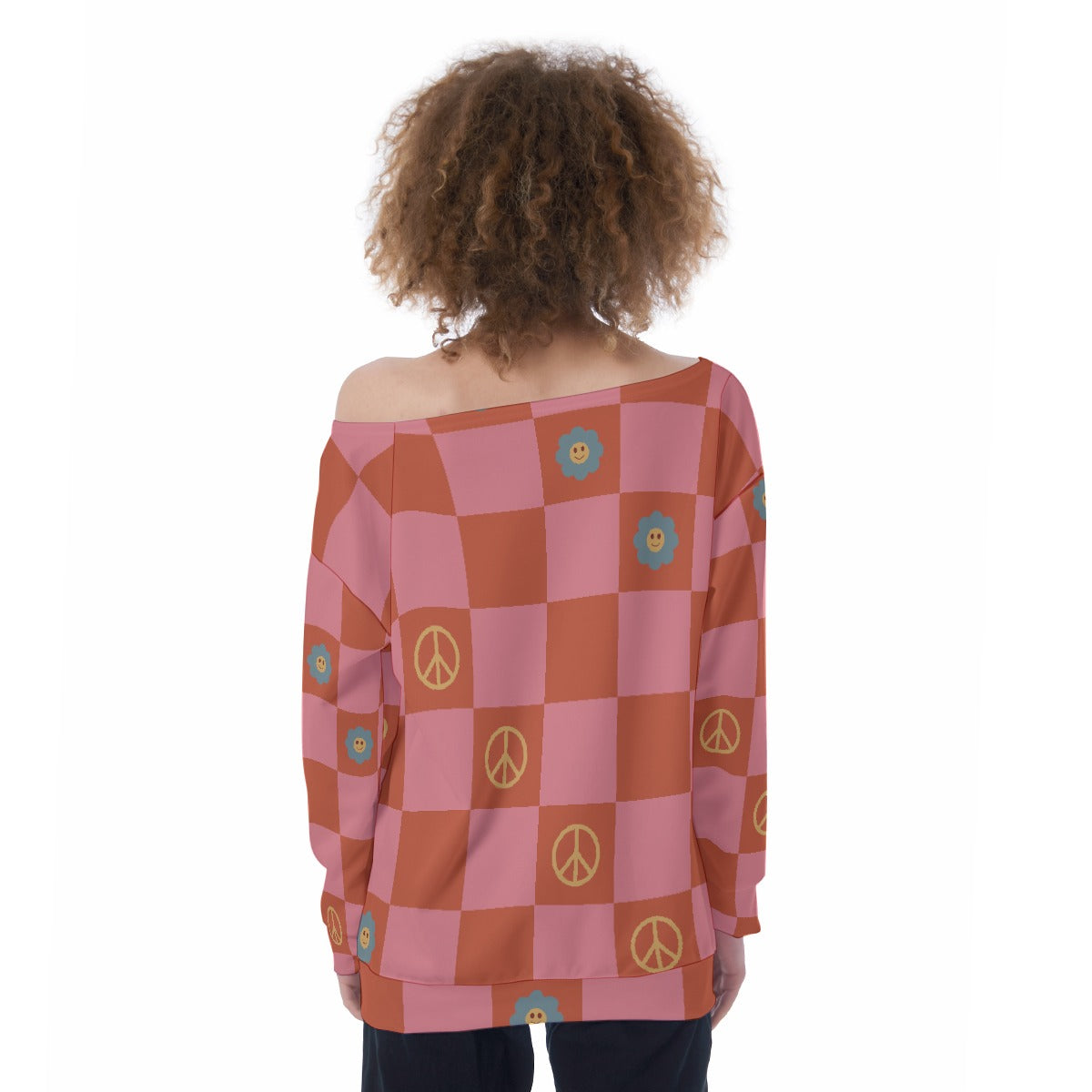 All-Over Print Oversized Women's Off-Shoulder Sweatshirt