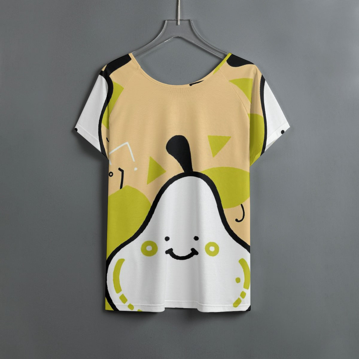 All-Over Print Women's Round Neck T-shirt With Raglan Sleeve