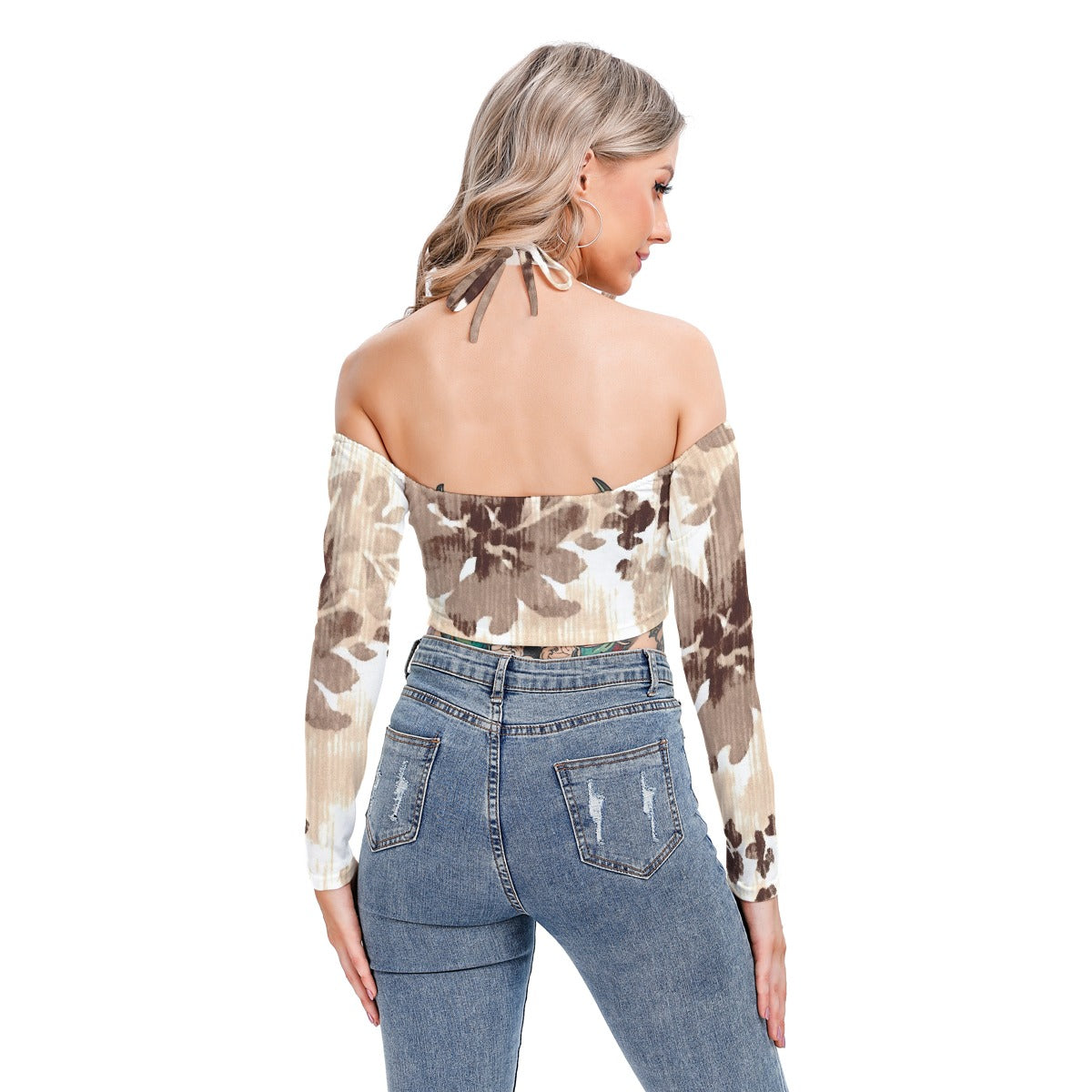 All-Over Print Women's Halter Lace-up Top
