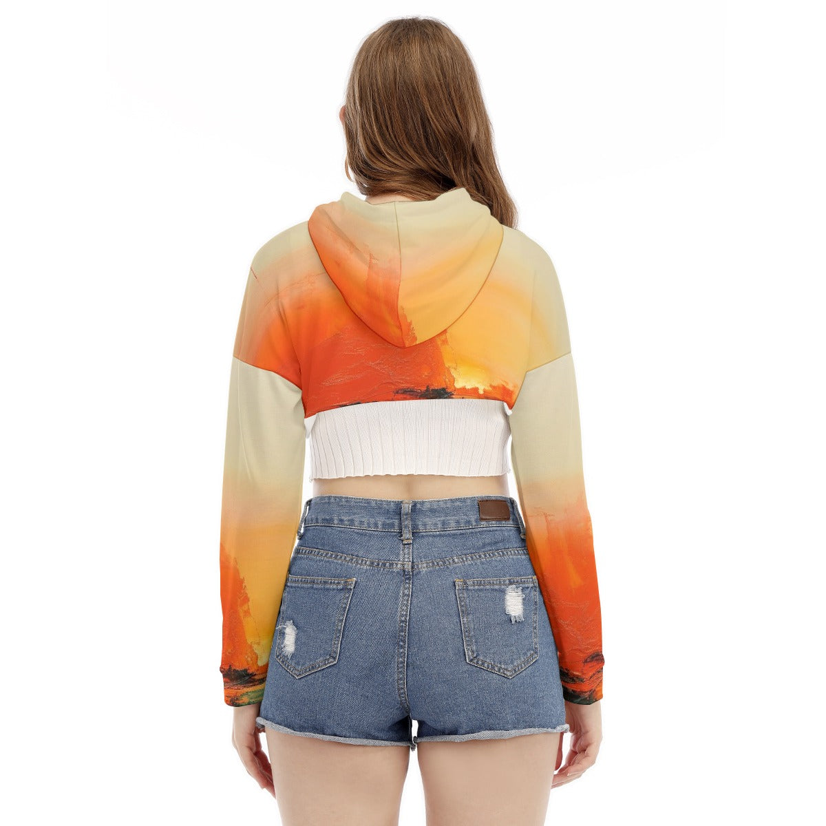 All-Over Print Women's Smock Short Hoodie With Long Sleeve