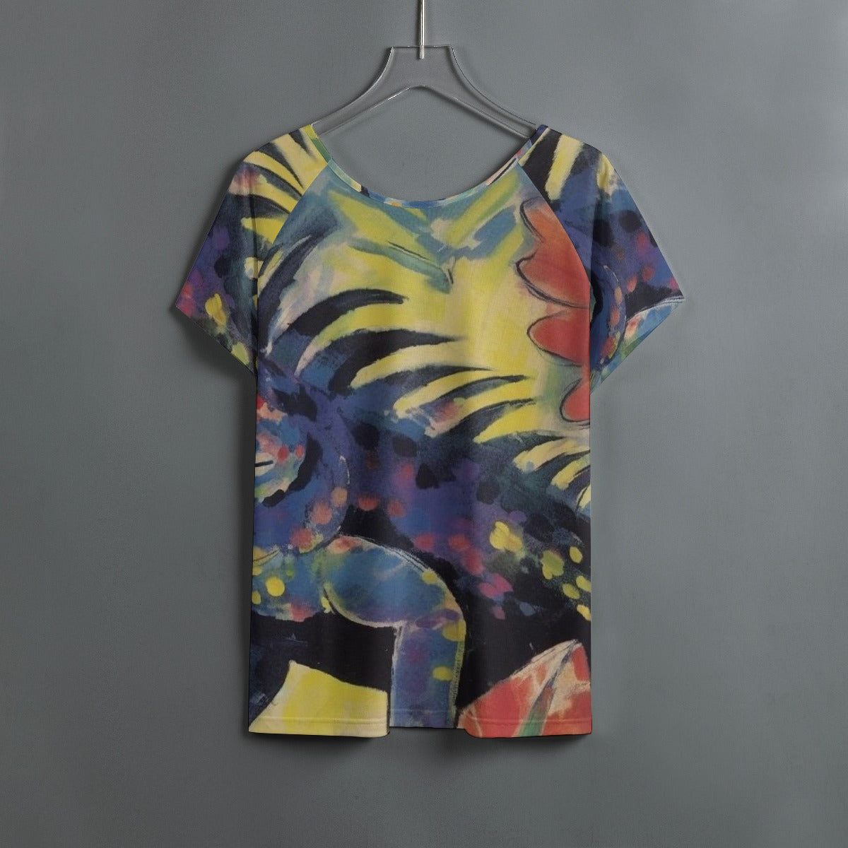 All-Over Print Women's Round Neck T-shirt With Raglan Sleeve