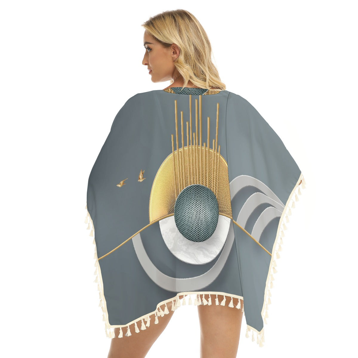 All-Over Print Women's Square Fringed Shawl