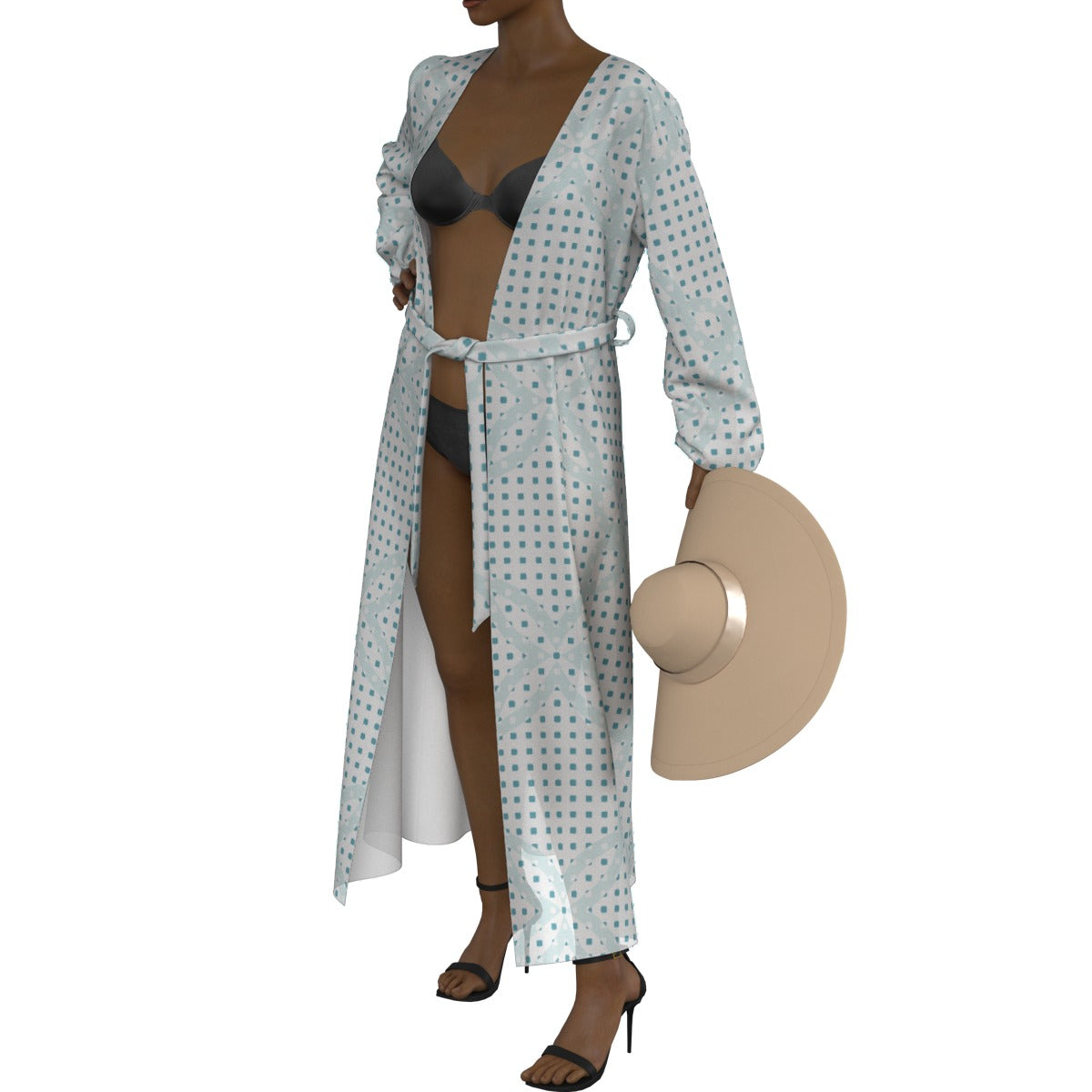 All-Over Print Women's Lace-up Chiffon Robe