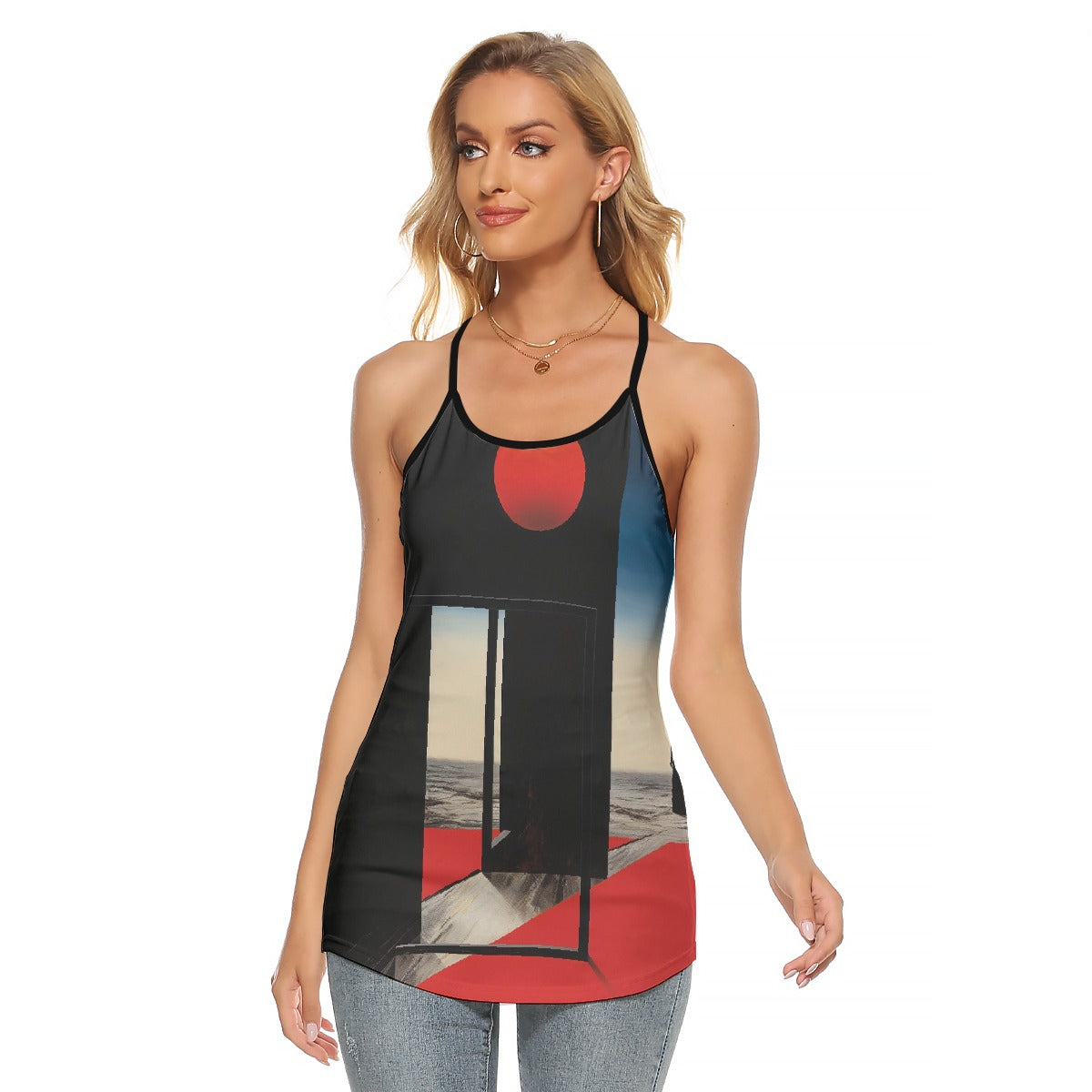 All-Over Print Women's Criss-Cross Open Back Tank Top