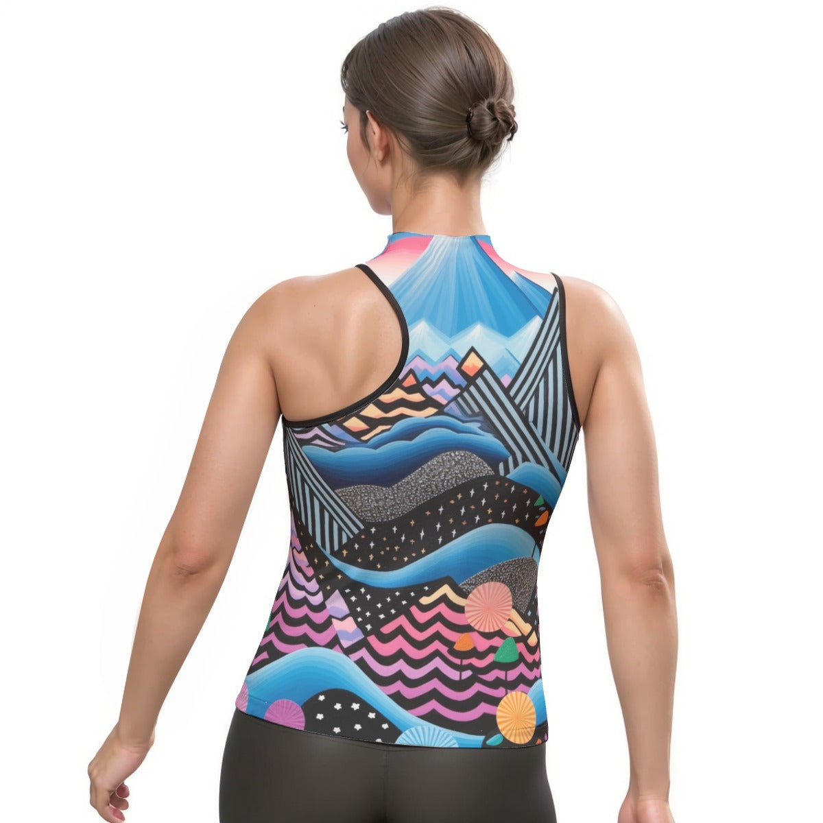 All-Over Print Women's Halter Sleeveless Asymmetrical Tank Top