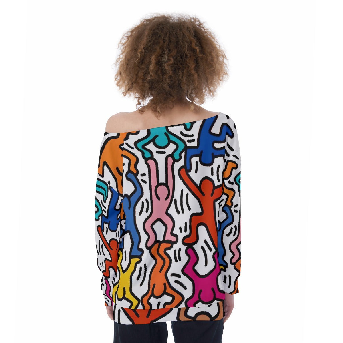 All-Over Print Oversized Women's Off-Shoulder Sweatshirt