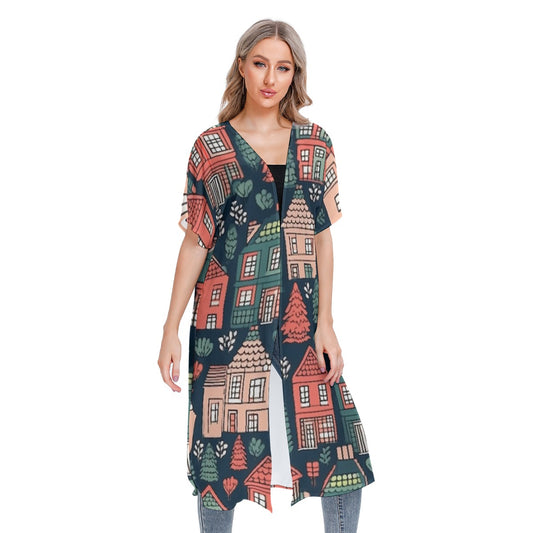 All-Over Print Women's Short Sleeve Cardigan