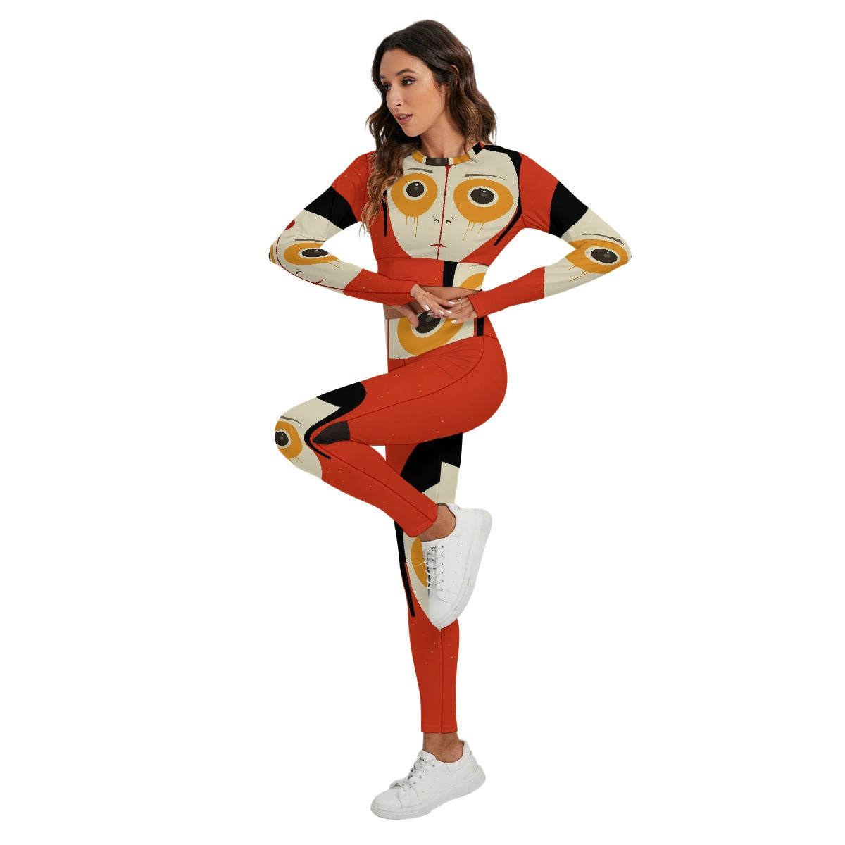 All-Over Print Women's Sport Set With Backless Top And Leggings