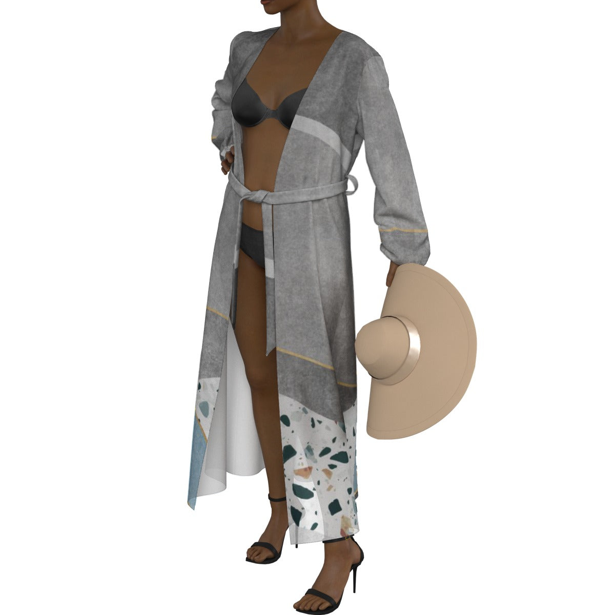 All-Over Print Women's Lace-up Chiffon Robe