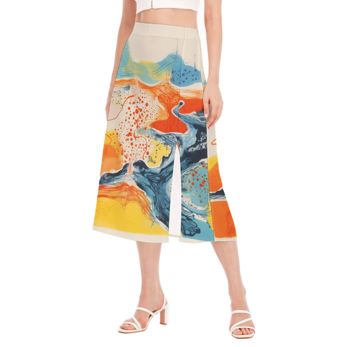 All-Over Print Women's High Slit Long Skirt