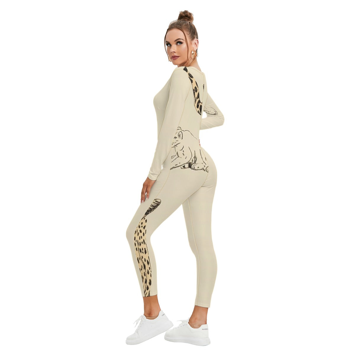 All-Over Print Women's Plunging Neck Jumpsuit