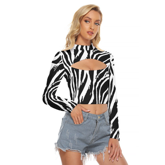 All-Over Print Women's Hollow Chest Keyhole Tight Crop Top