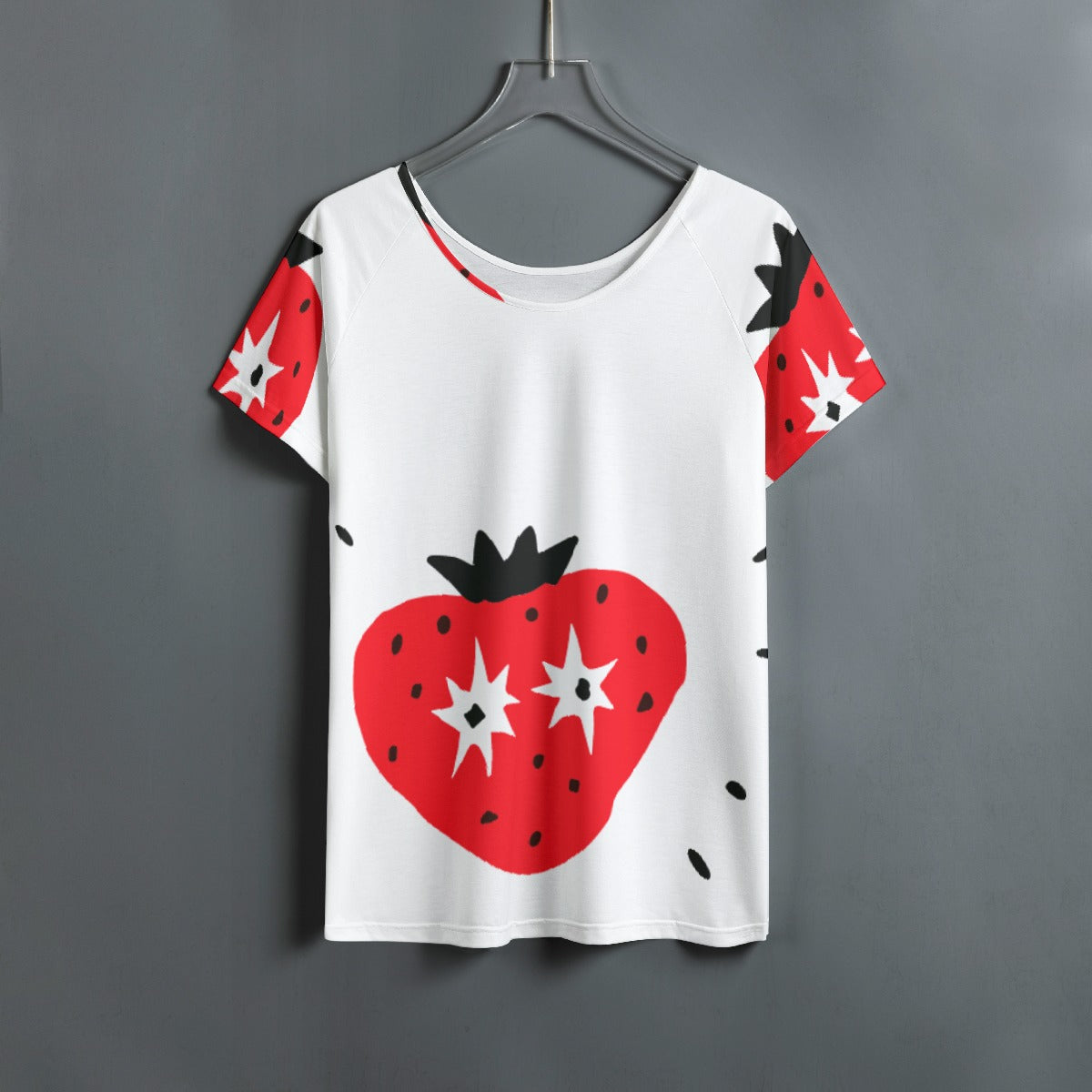 All-Over Print Women's Round Neck T-shirt With Raglan Sleeve