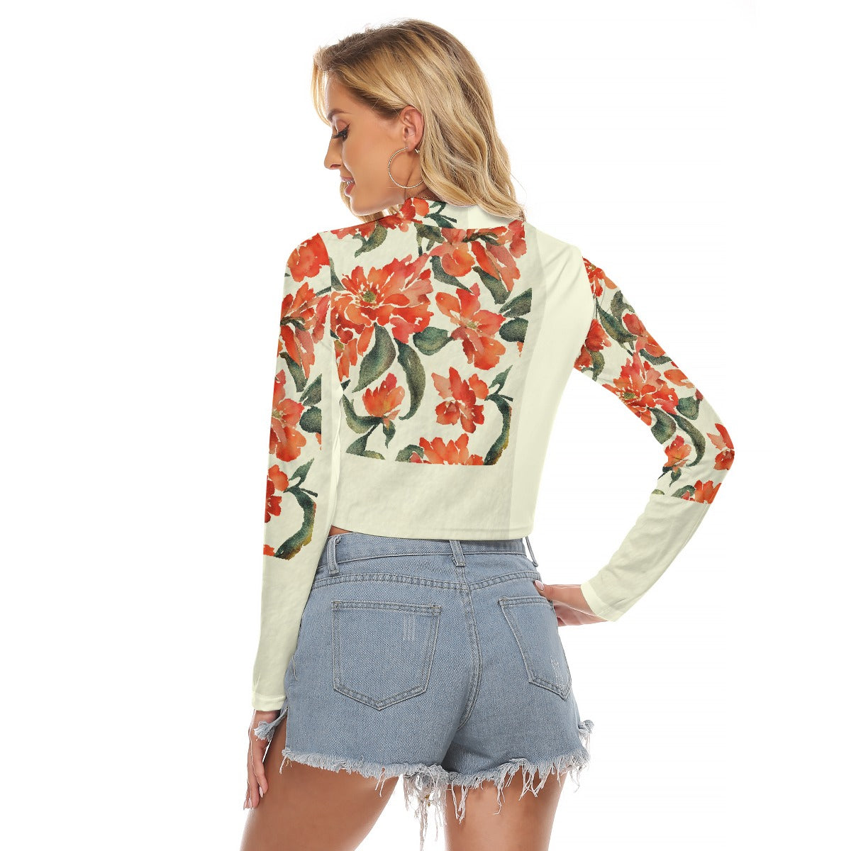 All-Over Print Women's Hollow Chest Keyhole Tight Crop Top