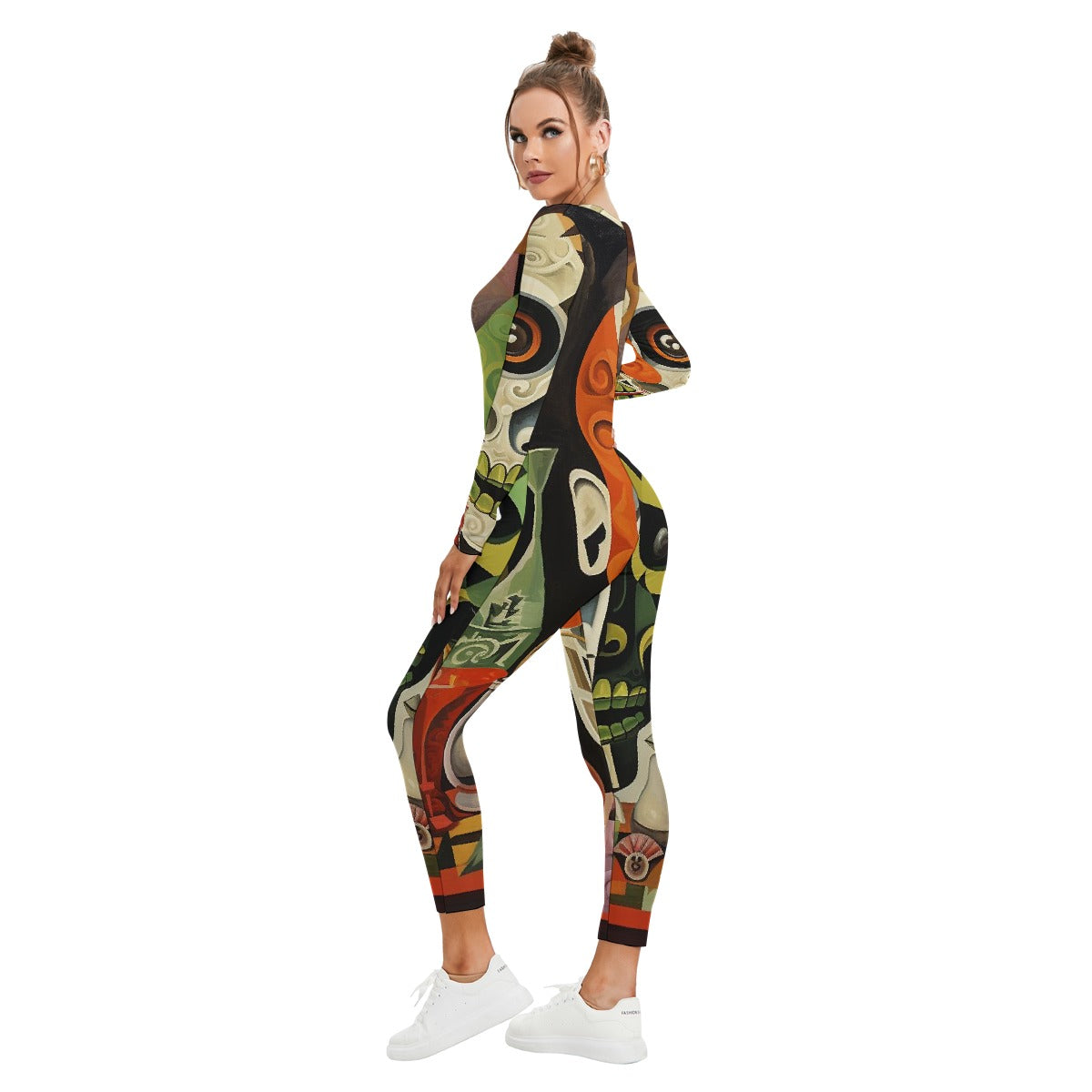 All-Over Print Women's Plunging Neck Jumpsuit