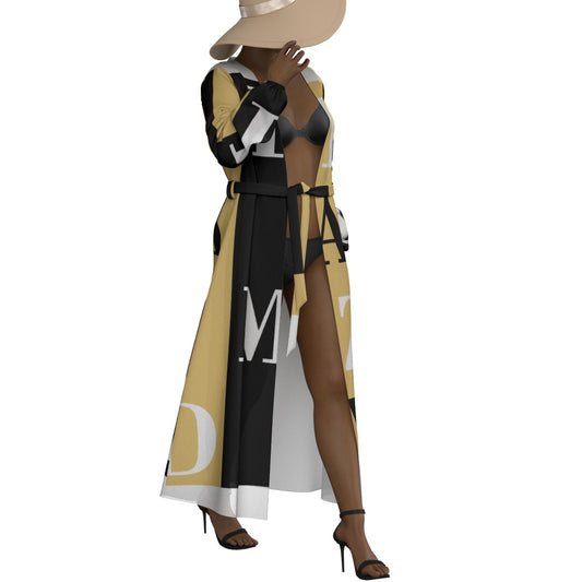 All-Over Print Women's Lace-up Chiffon Robe