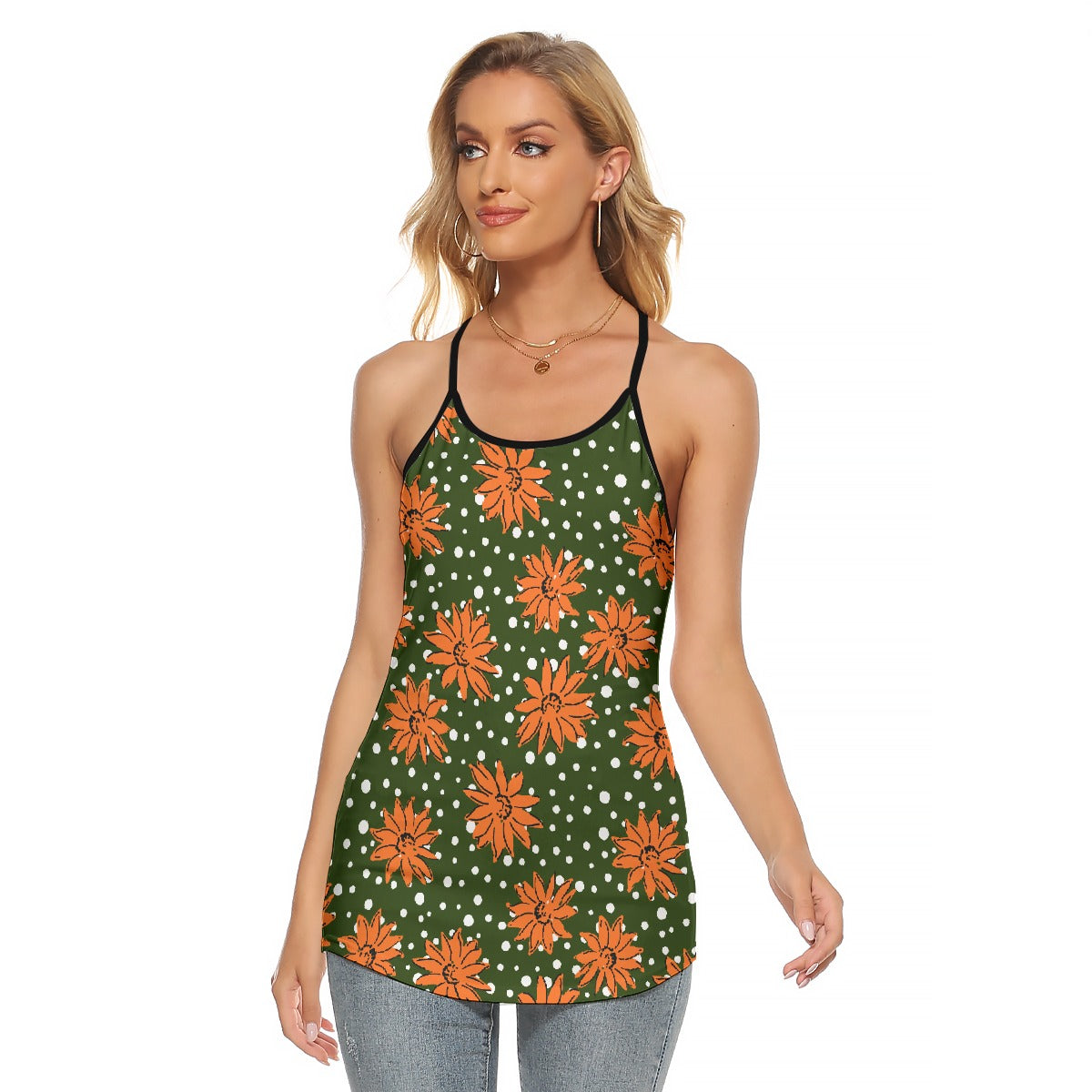 All-Over Print Women's Criss-Cross Open Back Tank Top