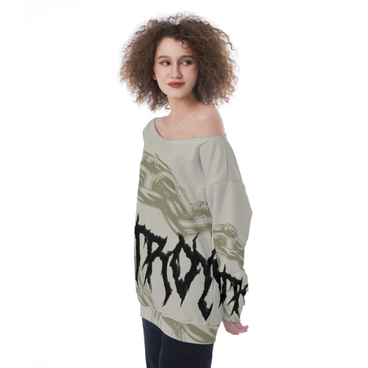 All-Over Print Oversized Women's Off-Shoulder Sweatshirt