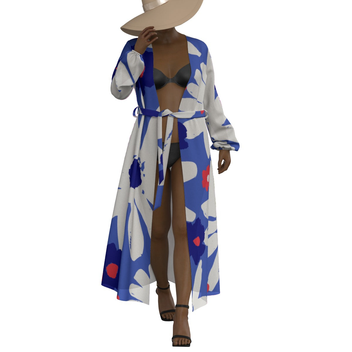 All-Over Print Women's Lace-up Chiffon Robe