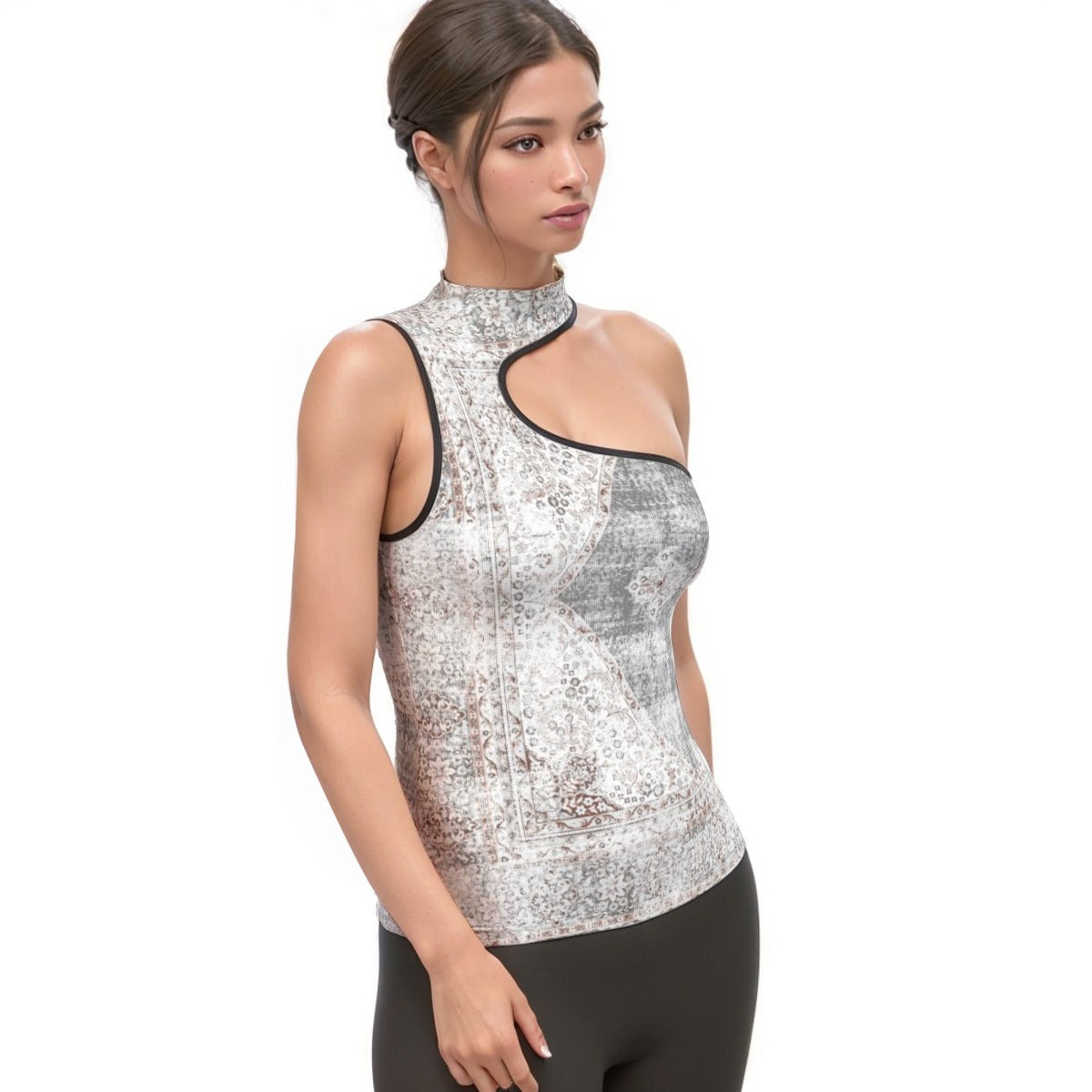 All-Over Print Women's Halter Sleeveless Asymmetrical Tank Top