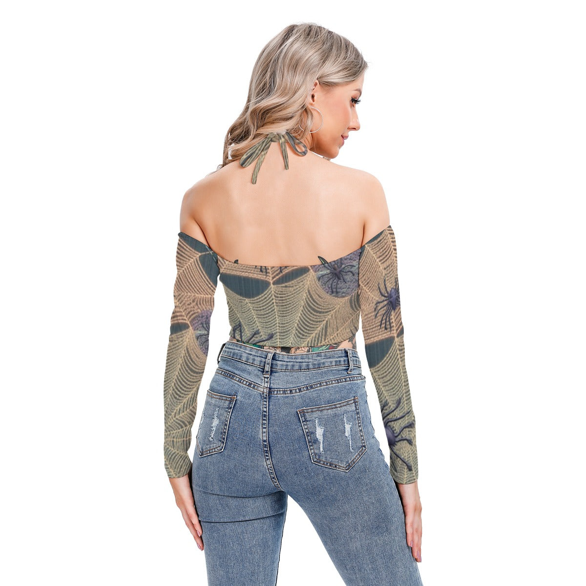 All-Over Print Women's Halter Lace-up Top